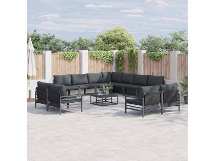 Sada zahradních pohovek s polštářem 12 pcs Černá Ocel 3379035