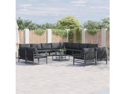 Sada zahradních pohovek s polštářem 12 pcs Černá Ocel 3379036