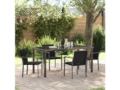 Zahradní jídelní souprava 5 pcs Černá Poly ratan 3379054