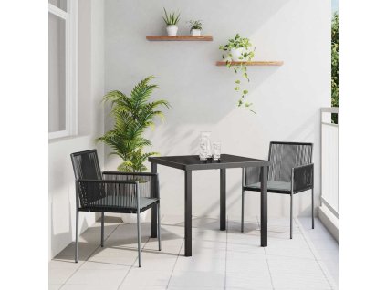 Zahradní jídelní souprava 3 pcs Černá PE ratan 3379107