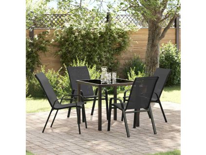 Zahradní jídelní souprava 5 pcs Černá Práškově lakovaná ocel 3379115