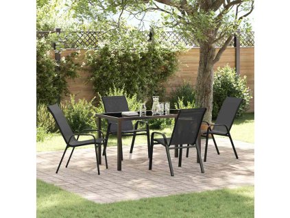 Zahradní jídelní souprava 5 pcs Černá Práškově lakovaná ocel 3379116