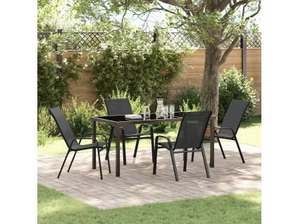 Zahradní jídelní souprava 5 pcs Černá Práškově lakovaná ocel 3379117