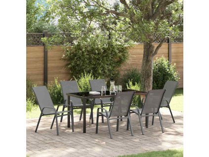 Zahradní jídelní souprava 7 pcs Šedá a černá 3379125