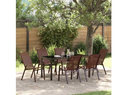 Zahradní jídelní souprava 7 pcs Hnědá a černá 3379132