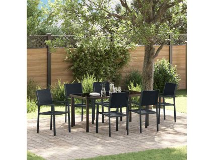 Zahradní jídelní souprava 7 pcs Černá Práškově lakovaná ocel 3379153