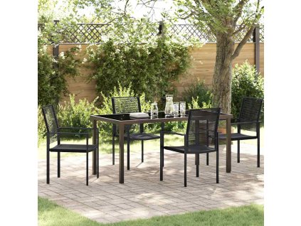 Zahradní jídelní souprava 5 pcs Černá Práškově lakovaná ocel 3379166