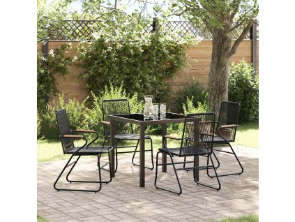 Zahradní jídelní souprava 5 pcs Černá Práškově lakovaná ocel 3379171