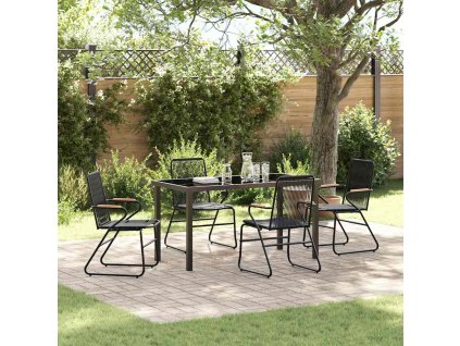 Zahradní jídelní souprava 5 pcs Černá Práškově lakovaná ocel 3379172