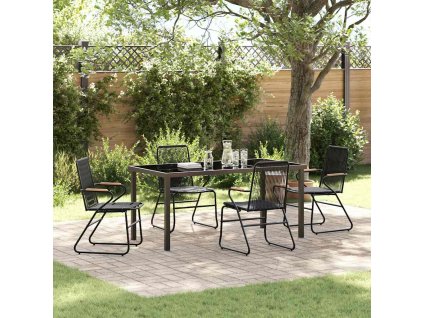 Zahradní jídelní souprava 5 pcs Černá Práškově lakovaná ocel 3379173