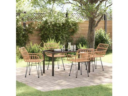 Zahradní jídelní souprava 5 pcs Hnědá Práškově lakovaná ocel 3379179