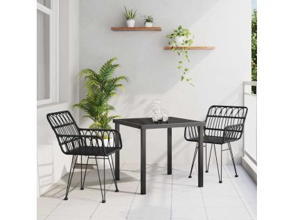 Zahradní jídelní souprava 3 pcs Černá Práškově lakovaná ocel 3379184