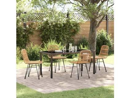 Zahradní jídelní souprava 5 pcs Hnědá Práškově lakovaná ocel 3379194