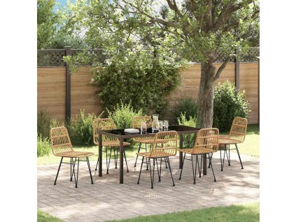 Zahradní jídelní souprava 7 pcs Hnědá Práškově lakovaná ocel 3379195