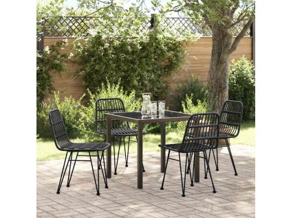 Zahradní jídelní souprava 5 pcs Černá Práškově lakovaná ocel 3379199