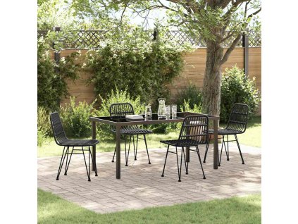 Zahradní jídelní souprava 5 pcs Černá Práškově lakovaná ocel 3379201