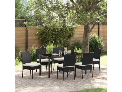 Zahradní jídelní souprava 7 pcs Černá Práškově lakovaná ocel 3379209