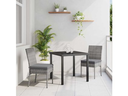 Zahradní jídelní souprava 3 pcs Šedá Práškově lakovaná ocel 3379212