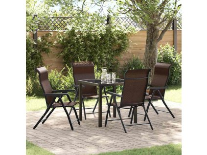 Zahradní jídelní souprava 5 pcs Hnědá Poly ratan 3379262
