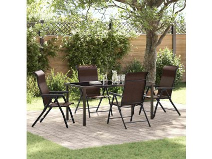 Zahradní jídelní souprava 5 pcs Hnědá Práškově lakovaná ocel 3379264