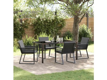 Zahradní jídelní souprava 5 pcs Černá Práškově lakovaná ocel 3379320