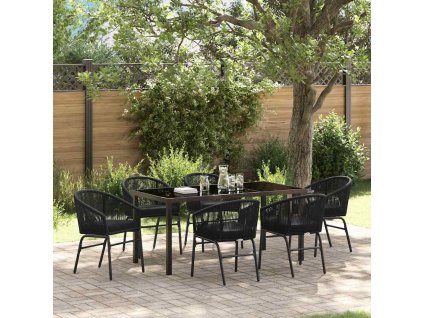Zahradní jídelní souprava 7 pcs Černá Práškově lakovaná ocel 3379349