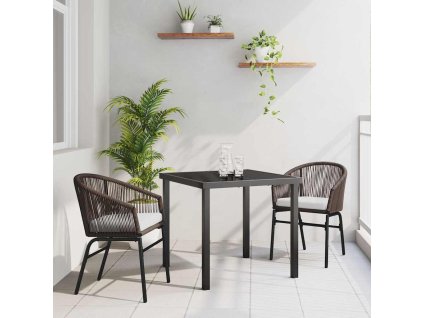 Zahradní jídelní souprava 3 pcs Hnědá Práškově lakovaná ocel 3379352
