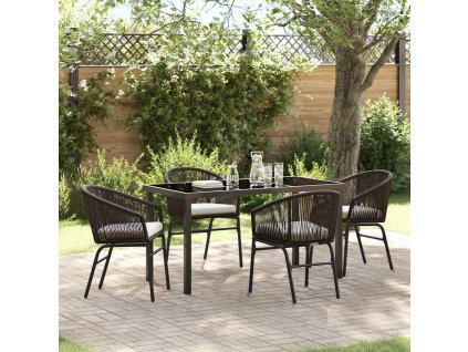 Zahradní jídelní souprava 5 pcs Hnědá Práškově lakovaná ocel 3379354