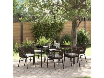 Zahradní jídelní souprava 7 pcs Hnědá Práškově lakovaná ocel 3379356