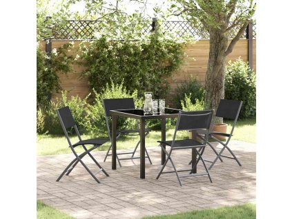 Zahradní jídelní souprava 5 pcs Černá Práškově lakovaná ocel 3379374