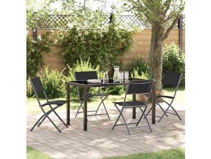 Zahradní jídelní souprava 5 pcs Černá Práškově lakovaná ocel 3379375