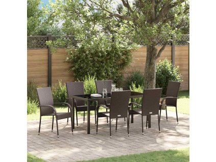 Zahradní jídelní souprava 7 pcs Hnědá Práškově lakovaná ocel 3379398