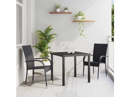 Zahradní jídelní souprava 3 pcs Černá Práškově lakovaná ocel 3379401