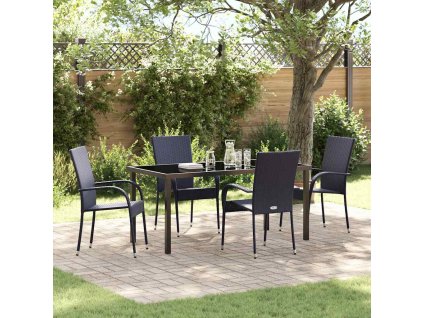 Zahradní jídelní souprava 5 pcs Černá Práškově lakovaná ocel 3379404