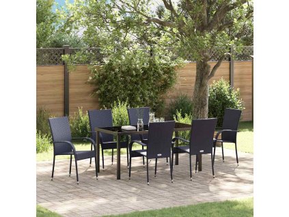 Zahradní jídelní souprava 7 pcs Černá Práškově lakovaná ocel 3379405