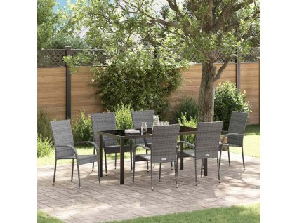Zahradní jídelní souprava 7 pcs Šedá Práškově lakovaná ocel 3379412
