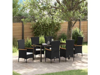 Zahradní jídelní souprava 7 pcs Černá Práškově lakovaná ocel 3379426