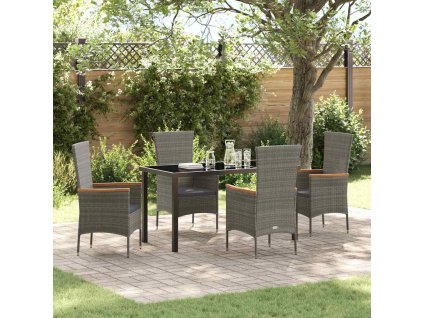 Zahradní jídelní souprava 5 pcs Šedá Práškově lakovaná ocel 3379431
