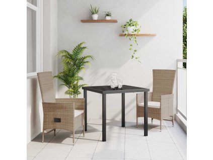 Zahradní jídelní souprava s polštářem 3 pcs Béžová polyratan 3379464