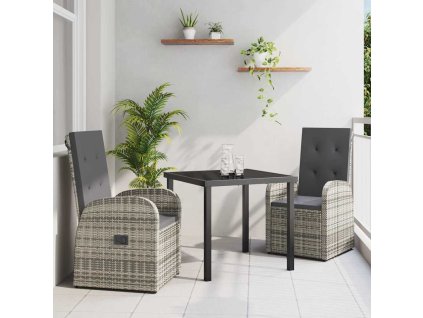 Zahradní jídelní souprava s polštářem 3 pcs Šedá polyratan 3379478