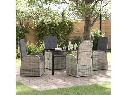 Zahradní jídelní souprava s polštářem 5 pcs Šedá polyratan 3379480