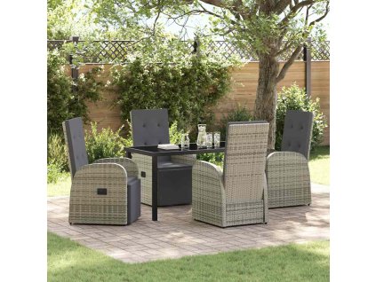 Zahradní jídelní souprava s polštářem 5 pcs Šedá polyratan 3379487