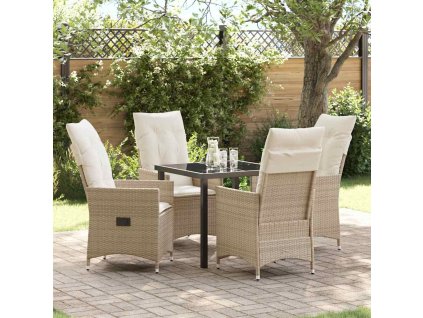 Zahradní jídelní souprava s polštářem 5 pcs Béžová polyratan 3379556