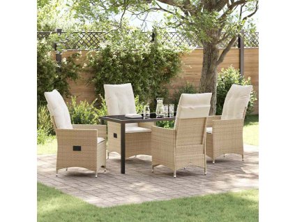 Zahradní jídelní souprava s polštářem 5 pcs Béžová polyratan 3379557