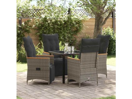 Zahradní jídelní souprava s polštářem 5 pcs Šedá polyratan 3379626