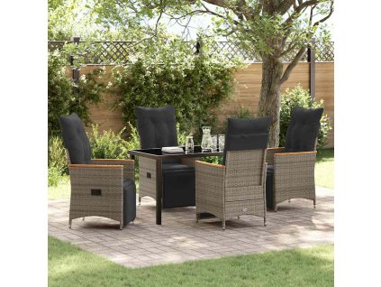 Zahradní jídelní souprava s polštářem 5 pcs Šedá polyratan 3379627