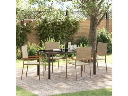 Zahradní jídelní souprava s polštářem 5 pcs Béžová polyratan 3379719