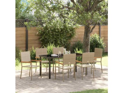 Zahradní jídelní souprava s polštářem 7 pcs Béžová polyratan 3379720