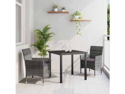 Zahradní jídelní souprava s polštářem 3 pcs Šedá polyratan 3379730