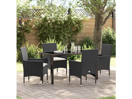 Zahradní jídelní souprava s polštářem 5 pcs Černá polyratan 3379767